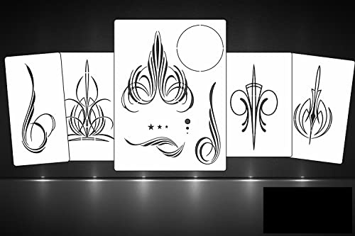 Herterich Products Set di 5 stencil per aerografo, per tatuaggi e graffiti