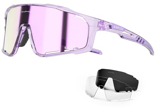 KAPVOE Polarized Cycling Glasses Men Women Mountain Bike Sunglasses MTB Glasses TR90 Sport Biking Sunglasses Bicycle Riding Goggles Road Cycling Running Golf Cycle Purple