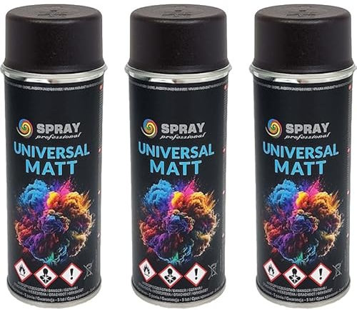 VE-INDUSTRIES RAL Lackspray MATT | 3er Sparpack | 400ml Dose | Sprühlack | Dekolack | DIY | freie Farbwahl (RAL 9011 - matt)