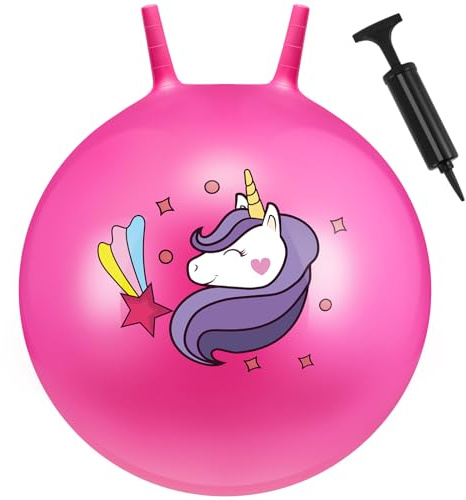 Hestya 50 cm Pelota Saltarina Hinchable Pelota de Tolva de Rebote de Unicornio con Asa Pelota de Salto Inflable Grande con Bomba para Saltar Joven Adulto Jardín Actividades Exterior Juego Ejercicio