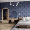 SOPHIE LAURENCE Blue Textured Wallpaper 10M X 0.53M Roll - 3D Effect Wall Panels for Interior Decor, Paste The Paper, Bathroom/Bedroom Wall Covering