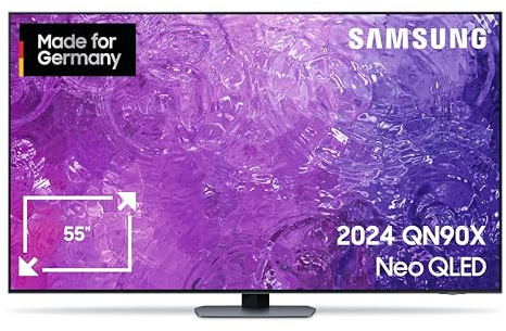 Samsung Neo QLED 4K QN90X Fernseher 55 Zoll, Neural Quantum 4K AI Prozessor, Mini LED TV, Quantum-Matrix-Technologie, AI Upscaling, Smart TV, Gaming Hub, GQ55QN90XATXZG, Deutsches Modell