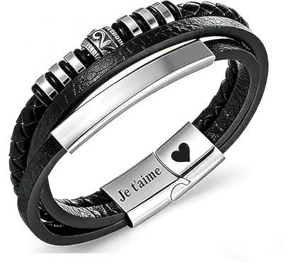 Anpumoony Bracelet Homme Idee Cadeau Homme Grand Pere Mari Copain Couple Noel Saint Valentin Fete des Peres Anniversaire