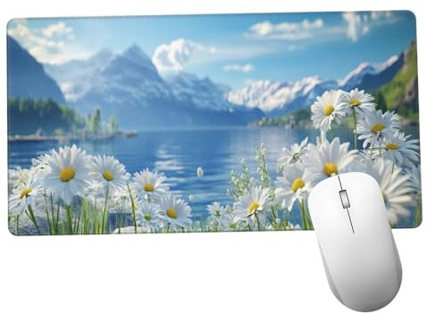 Azul Alfombrilla Ratón 1400x600x3mm Alfombrilla Raton XXL Grande con Base de Goma Antideslizante, Lavable, Accesorios Gaming Flor, Ordenador Gamer Regalos, Mouse Pad Gaming Mejora La Velocida Y1436