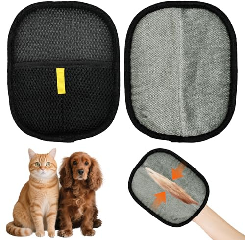 Huucozn 2 Pièces Gant Poil Chat, Épilateur pour Animaux de Compagnie Double Face Brosse Poils Animaux Gant d'épilation à la main pour chats et chiens Gants Electrostatique pour Vêtements Canapés Tapis