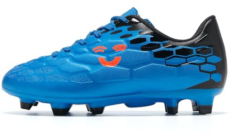 LEOCI Kids Football Shoes for Boys Girls Soccer Cleats Lightweight AG FG for Outdoor Astro Turf Ground Training Softball Shoes for Little Big Kids