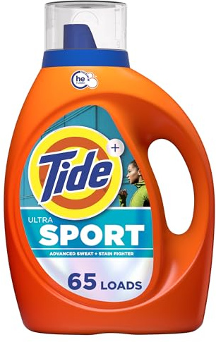 Tide Ultra Sport Liquid Laundry Detergent, 92 fl oz, 65 Loads, Laundry Detergent Liquid with Advanced Sweat plus Stain Fighters