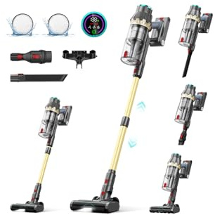 Linkifly XT1 Aspirapolvere Senza Fili Potente, 550W 48KPa Scopa Elettrica, Autonomia 60 Min, Display LED Touch, Batteria Rimovibile, Spazzola Anti-Groviglio, Ideale per Pavimenti e Peli di Animali