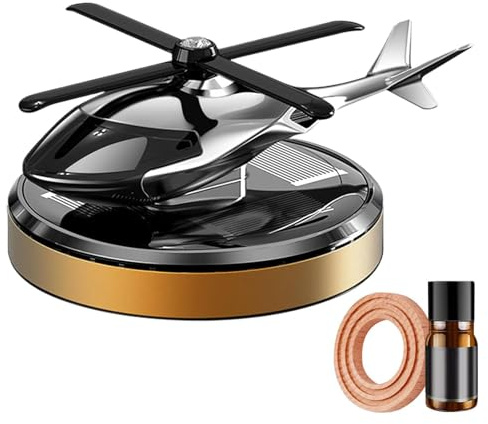 Solhelikopter luftfräschare för bil, solroterande instrumentbräda, aromaterapi spridare med eterisk olja, bilparfym prydnad för bilar, SUV:ar, lastbilar och fordonsinredning (guld)