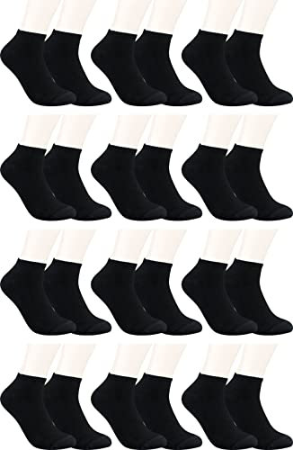 RS. Harmony Sneaker-Socken Bambus, qualitative Sommersocken für Damen und Herren mit sehr flacher Zehen-Naht und Komfortrand, 12 Paar, Farbe schwarz, Größe 43-46