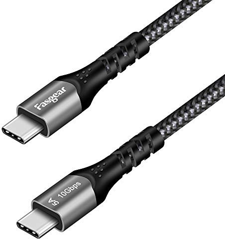 Fasgear USB C to USB C Cable, 1 Pack USB 3.1 Type C Gen 2 Fast Charge Cable, 100W 20V/5A Power Delivery, 10Gbps Data Transfer, 4K@60Hz Video Output, Compatible for Type-C Device (6ft, Black)