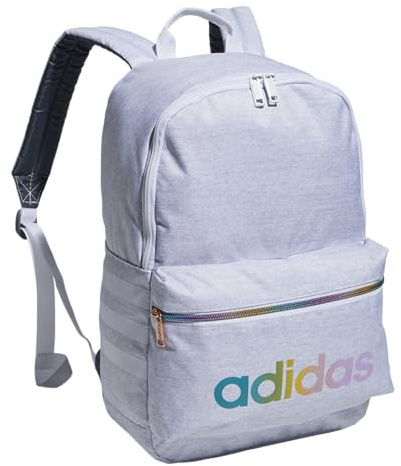 adidas Classic 3S Backpack for boys and girls, Jersey White/Rose Gold Rainbow, One Size, Classic 3s Backpack for Boys and Girls