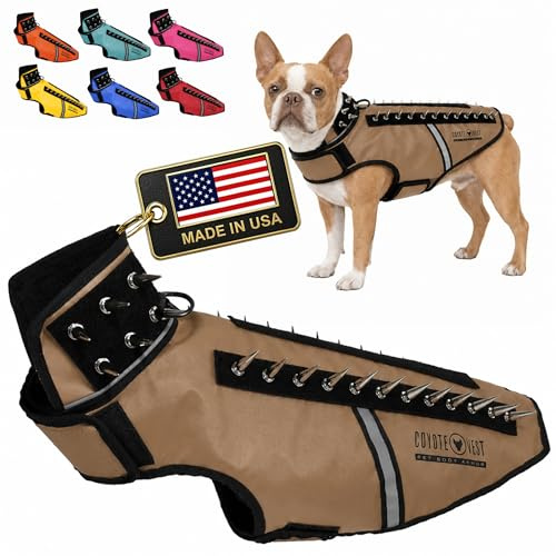 CoyoteVest SpikeVest - Chaleco Reflectante para Perros pequeños, Chaleco Reflectante con Picos para Proteger a tu Mascota de Coyotes, Rapaces y ataques de Animales, Chaleco antihalcón, Fabricado en