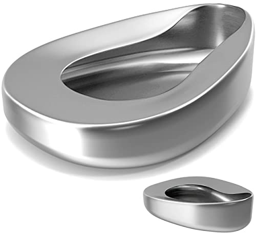 VISION TEK MED High Polished Stainless Steel Heavy-Duty Bed Pans, Bedpans for Bed Bound Patient, Spill Proof Bed Pans for Elderly Females, Easy to Wash to Elderly Patient