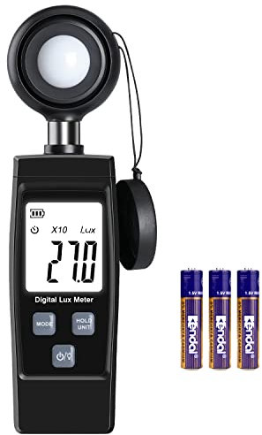 Digitale Luxmeter, XinJiaYi Handlich Belichtungsmesser für Pflanzen, Voll mit Wellen Von bis Zu 200.000 Lux, Lux Messgerät mit Maximalen/Minimalen Werten, LCD-Displa