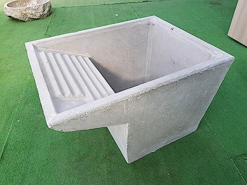 Generico Lavatoio Pilozzo Vasca Lavandino Uso Lavanderia in Cemento Grigio 63x50x42 cm