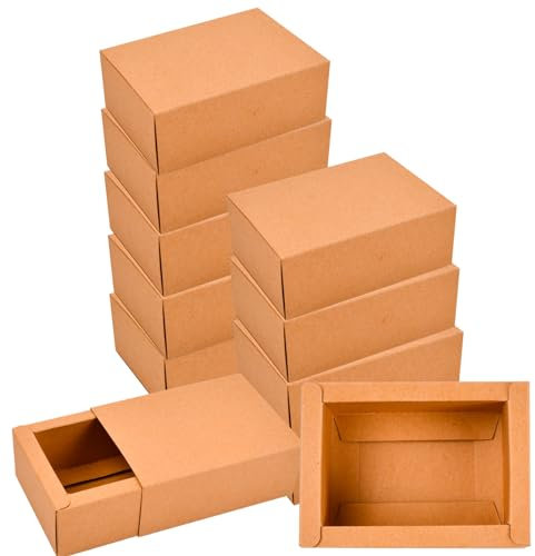 10 Stück Pappschachteln mit Deckel, 11×8×4 cm Kleine Geschenkboxen aus Pappe, Faltschachteln für Geschenke, Kartonboxen aus Kraftpapier für Geschenke Hochzeit Party Weihnachten