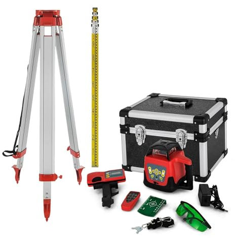 MNBVH Kit Livella Laser Rotante Autolivellante con Portata di 500 M - Strumenti di Costruzione per L'industria degli Esterni - Strumenti di Misurazione Accurati(Color:C)