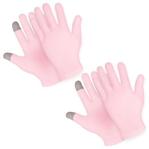 Sibba 2 Paar Feuchtigkeitsspendende Handschuhe Für Die Nacht Touchscreen Handschuhe Weiße Baumwollhandschuhe für Trockene Hände Ekzeme Hand Spa Behandlungshandschuhe Für Reparatur Raue Rissige