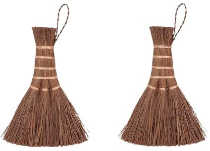 2 Pieces Balai Fouet, Mini Balai pour La Maison Petit Balais À Main en Bois Manche Court Voiture Plateau À Thé Service À Thé Brosse Petits Balais Tressé De Ménage pour Intérieur Extérieur