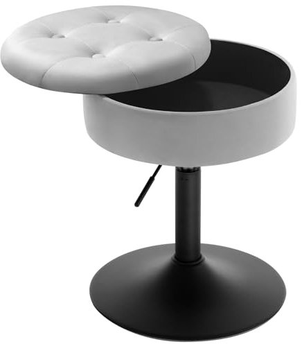 WOLTU Schminktisch Stuhl, Sitzhocker mit Stauraum, Hocker Höhenverstellbar aus Bequemem Samt, 360° drehbar, Für Schlafzimmer, Wohnzimmer, Esszimmer, Hellgrau, BH329hgr-1