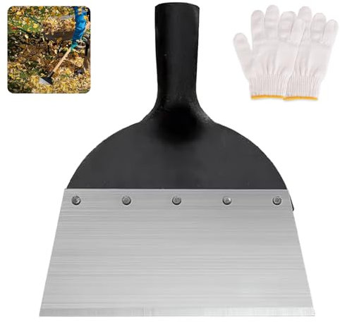 ALLOMN Multifunctional Garden Shovel, Outdoor Garden Cleaning Shovels Multi Functional Gardens Moss Weed Scraper Tool Farm Cleaning Shovels Snow Removal Shovel with Gloves, NO Handle (23cm)