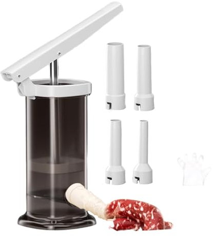 Oldmoom Machine manuelle de fabrication de saucisses, poussoir vertical pour saucisses, Machine à saucisses maison, Remplisseuse de saucisses robuste, machine à saucisses faite maison, accessoires de