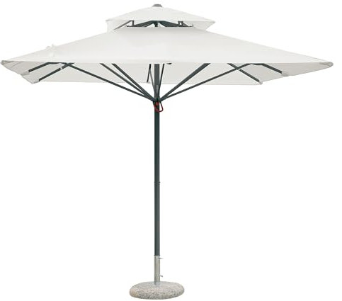 Gruppo Maruccia - Parasol 3 x 3 mètres - Poteau central en aluminium, bâche hydrofuge - Ouverture télescopique facilitée - Pour jardins, bars, restaurants
