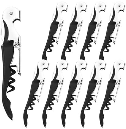 Pack of 10 Waiter's Knives, 3-in-1 Bottle Opener, Corkscrew + Bottle Opener and Short Knife - Ideal for Wine and Beer