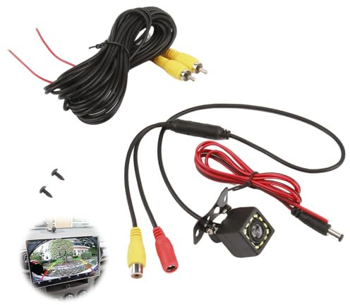 Car Backup Camera Reversing Camera 12-LED Night Vision Car Rear View Camera 170° Wide View HD IP67 Waterproof Parking Assistant 6M Video Cable RCA Monitor for Cars Trucks Vans SUVs RVs Caravan