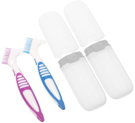 SECFOU Cepillo De Dientes De Doble Cara Multifuncional Cerdas Duras Estuche Portátil Para Viajar, Set 2 Piezas De Cepillos Pequeños y Creativos Para Hogar y Viaje