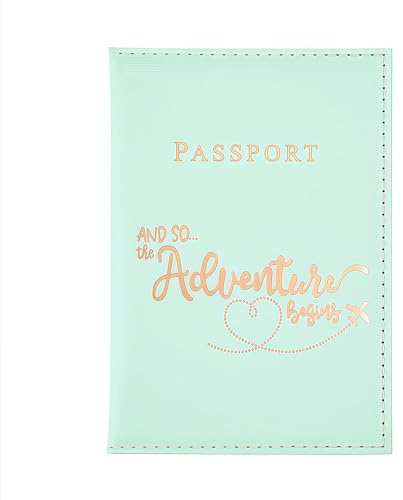 ALLY-MAGIC Custodia porta passaporto, custodia per passaporto in pelle PU con portafoglio per carte di credito, denaro, biglietti da visita, passaporto, carte d'imbarco, per donne MenY7CSHZJ, Verde, 1