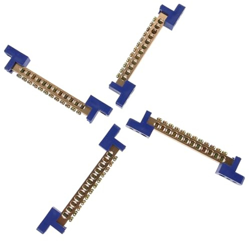 LALAFINA Bloque De Tierra De Cobre 4 Piezas Con 12 Posiciones Terminales Para Distribución Eléctrica Industrial Kit De Barra Colectora De Puesta a Tierra Para Panel y Armario