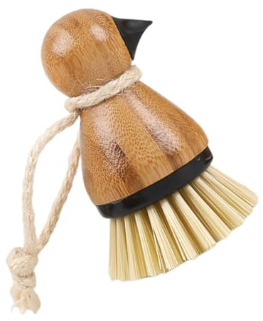 HAMPPLIES Cepillo De Limpieza para Cepillo Vertical De Plástico Mango De Bambú para Ollas y Limpieza De Suciedad Cocina