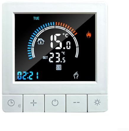 Raumtemperaturregler mit LCD-Display, Kindersicherung und intelligenter Wochenprogrammierung für Fußbodenheizungen in Wohn- und Gewerbeflächen (3A)