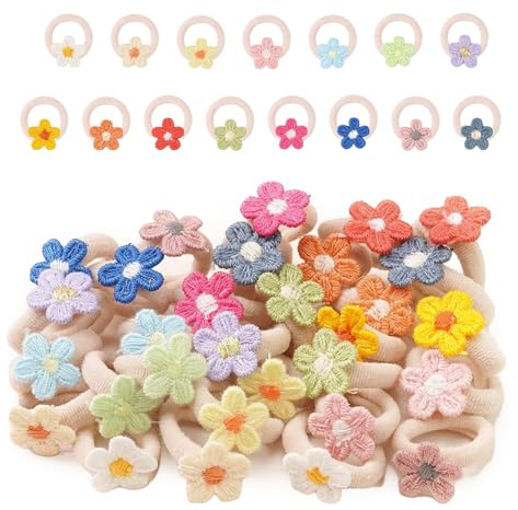 Evadollina Gomas para el cabello niñas, 30 piezas, accesorios multicolores, pinzas y diademas de flores, regalos navideños