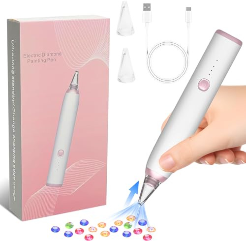 Infreecs Elektrischer Diamond Painting Stift, Cordless Electric Diamond Pen mit Multi-Spitzen, Langlebiges Vakuumdesign Ohne Wachs, USB-C Charging, Diamond Painting Zubehör für DIY & Erwachsene