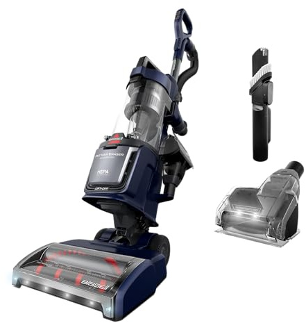 Bissell Pet Hair Eraser DualBrush Upright Vacuum with Two Brush Rolls, DualBrush Self-Cleaning Technology, HEPA Sealed Allergen System, Bright FurFinder Headlights, Lift-Off Pod, 42943
