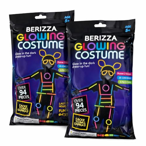 BERIZZA Braccialetti Luminosi Glow Sticks 188 Pezzi con Connettori, Kit Neon per Feste, Party, Festival, Accessori Festa Bambini Adulti, Addio al celibato, Anniversario