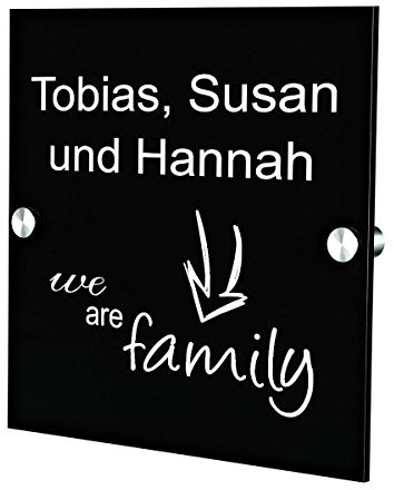 Targa per Porta Ingresso in Vetro Acrilico con Incisione – Targhetta Porta Ingresso – Regalo – plexiglas 20 x 20 cm – Motivo We Are Family