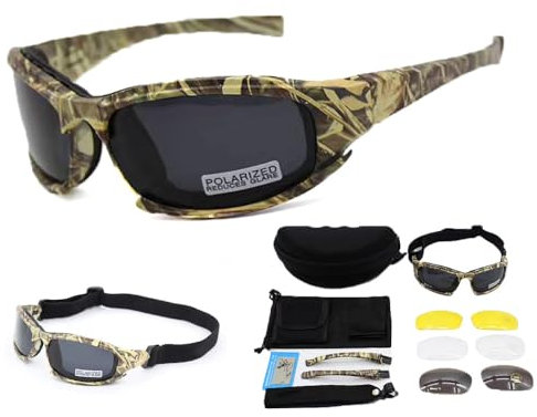 Taktischer Augenschutz, Schutzbrille 4LS, für Herren, Militär-Stil, X7 Polarisierte Sonnenbrille, kugelsicher, Airsoft-Brille, Motorradbrille, Fahrradbrille, Camouflage polarized