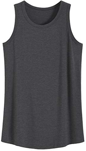 Latuza Women's Viscose Sleep Tank Top Sleeveless Pajamas Shirt S Dark Gray
