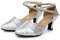TangDao Damen Salsa Latin Tanzschuhe Tango Schuhe Riemchen Blockabsatz Pumps（Silber.EU 42Normal