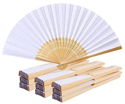 RunFar shop 20pcs Faltbare Handfächer Hochzeitsfächer Fächer hochzeit Papierfächer Weiß Chinesischer Fächer Taschenfächer mit Quaste für Hochzeit Party Geburtstag Geschenke