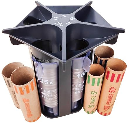 CO5IN1 Kreativer Münzsortierer Tube mit Münzverpackungen, Wechselsortierer, Wechselzähler, Münzorganizer & Münzhalter, Münzroller, Verwendung zusammen mit Münzbankglas, schnell und präzise sortieren,