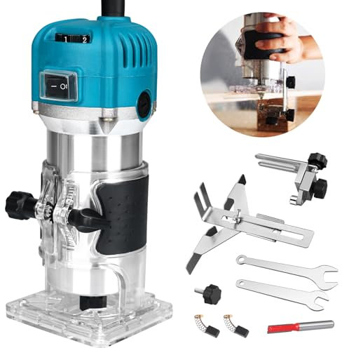 Palm Router Tool, 220V 800W 30000R/MIN Mini Wood Router, 1/4 Wood Trim Router with 6 Variable Speed, Handheld Wood Trimmer Router, Small Hand Held Woodwork Routers Machine for Woodworking Power Tools