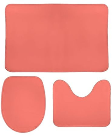 Badteppich-Set 3-Teilig Moderne Süße Koralle Badezimmer Vorleger 3-Teiliges rutschfeste Wc Vorleger Set 3 Teilig Weiches Badvorleger Toilettensitz Dreiteiliges Für Badezimmer Dusche Badewanne
