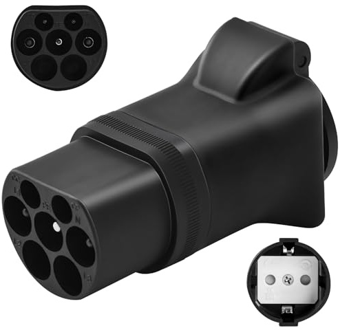 JULIK Typ 2 till Schuko Adapter 16A – Typ2 EV-laddstation & Laddkabel till Schuko-uttag – Strömadapter för E-bikes, Hushållsapparater (t.ex. Campingkyl, Verktyg) – IP44-certifierad, -30°C till 50°C