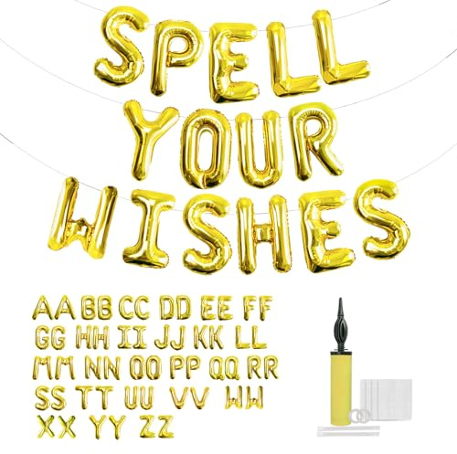 52 PCS Foil Letter Balloons, 2 Sets of A-Z Alphabet Balloon personalised banner for Birthday/Baby Shower/Wedding Party Decorations(gold)