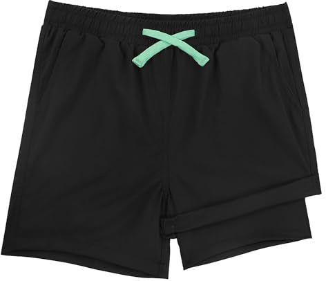 LACOFIA 2 Piezas Bañador Niños 2 en 1 Pantalones Cortos Playa/Piscina con Forro de Compresión Ropa de Baño para Niño Short de Natación con Cintura Elástica para 2 a 14 años
